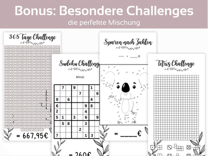 90 Schwarz Weiß Sparchallenges Set - Budgethelden